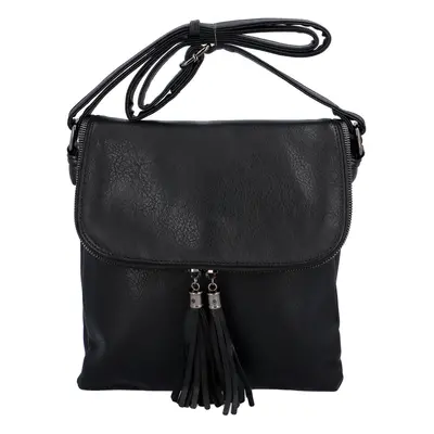 Stylová dámská crossbody taška s ozdobnými zipy Elsa, černá