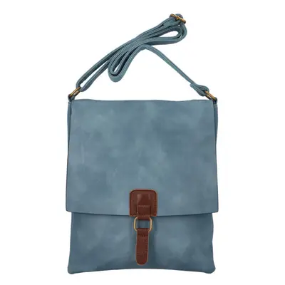 Koženková crossbody s klopou Lora, světle modrá