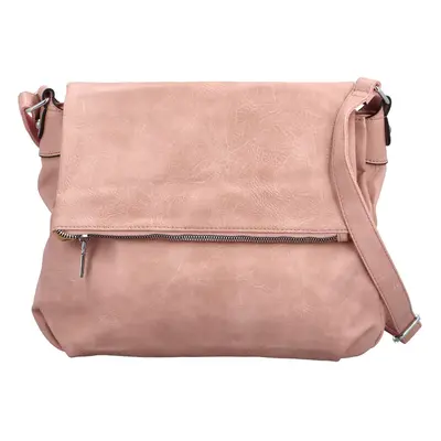 Trendy dámská koženková crossbody kabelka Rosalina, růžová