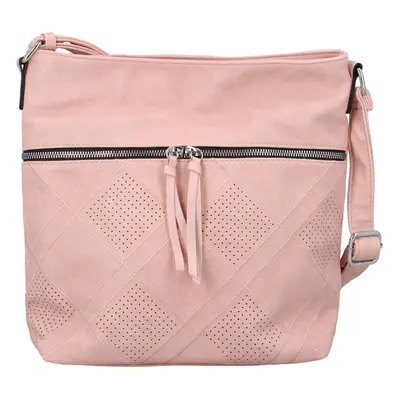 Trendy dámská koženková crossbody kabelka Felisia, růžová