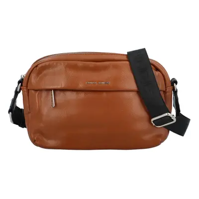 Stylová dámská koženková crossbody Petros, koňaková