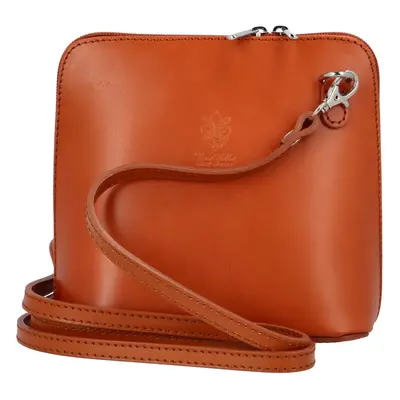 Stylová dámská pevná kožená crossbody Rowan, koňaková