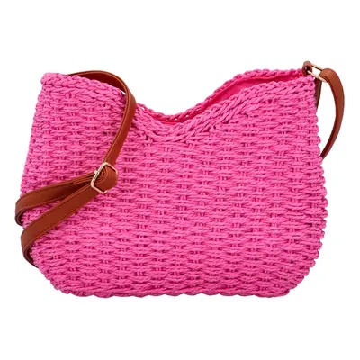 Módní pletená crossbody kabelka Nessea, fuchsiová