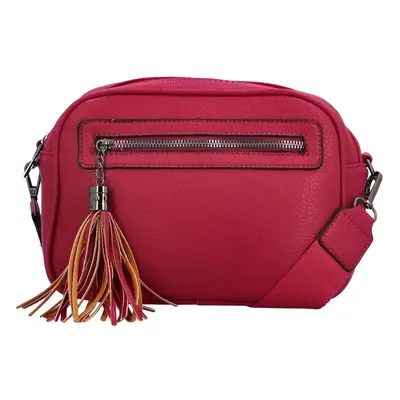 Stylová dámská koženková crossbody kabelka Venantie, fuchsiová