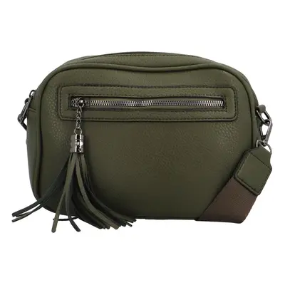 Stylová dámská koženková crossbody kabelka Venantie, army-zelená