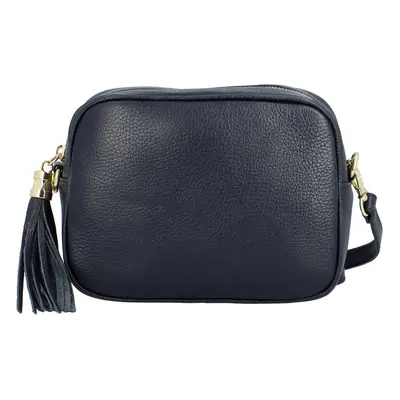 Trendy dámská kožená crossbody Melanie, tmavě modrá