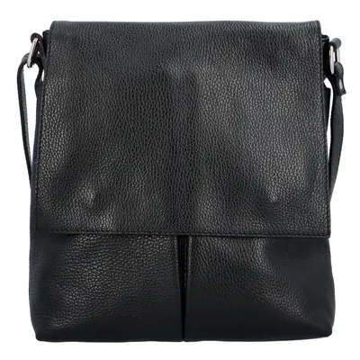 Stylová dámská kožená crossbody taška Carlon, černá