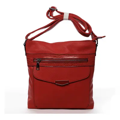 Praktická dámská koženková crossbody kabelka Stylish Ann, červená