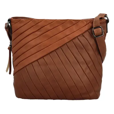 Stylová dámská koženková crossbody kabelka Kaleyes, hnědá