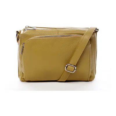 Stylová dámská kožená crossbody Robertina, žlutá