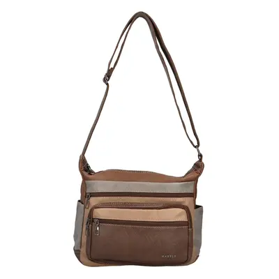 Trendy dámská koženková crossbody kabelka Fina, taupe