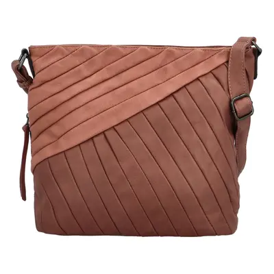 Stylová dámská koženková crossbody kabelka Kaleyes, starorůžová