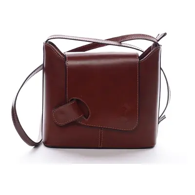 Kožená elegantní crossbody kabelka Abella, hnědá