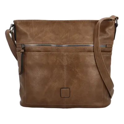 Trendy dámská koženková crossbody kabelka Tomila, khaki