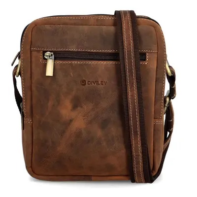 Luxusní pánská kožená crossbody Diviley Gilbert, hnědá