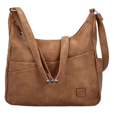 Stylová dámská koženková crossbody kabelka Osvalda, khaki