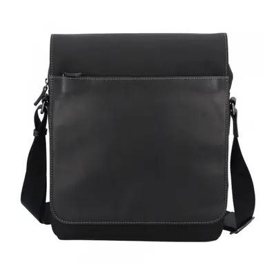 Pánská nylonová crossbody taška s koženou klopou Hexagona Gutty, černá