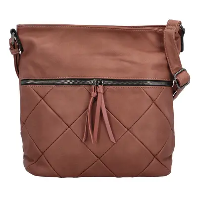 Stylová dámská koženková crossbody kabelka Aristid, starorůžová