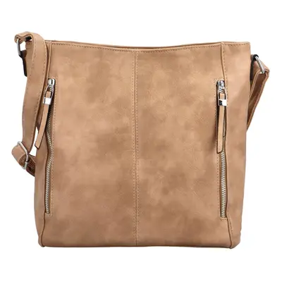 Stylová dámská koženková crossbody kabelka Oresta, béžová