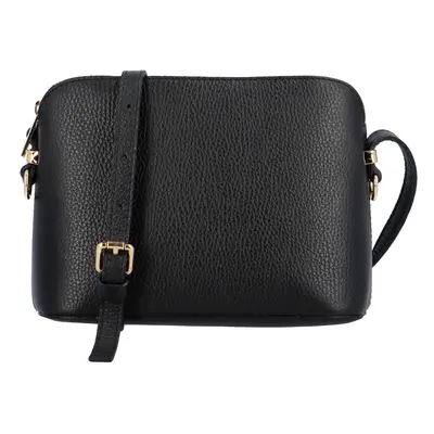 Basic kožená crossbody kabelka Carlota, černá/zlatá