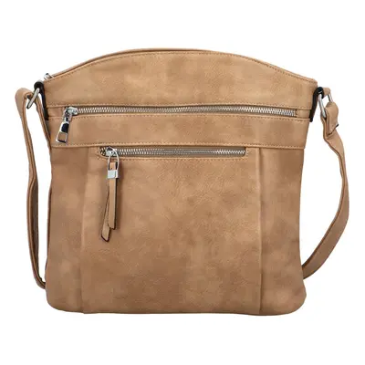 Módní dámská koženková crossbody kabelka Lajla, tmavě béžová