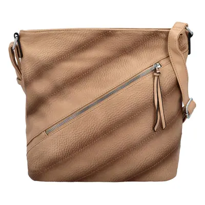 Trendy dámská koženková crossbody kabelka Ewoona, tmavě béžová