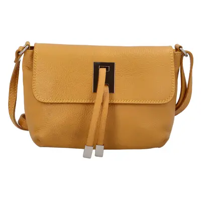 Módní malá dámská kožená crossbody Victorien tmavě žlutá