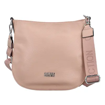 Trendy dámská koženková crossbody kabelka Candelis, růžová