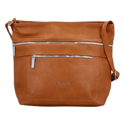 Stylová dámská koženková crossbody kabelka Olbba, hnědá