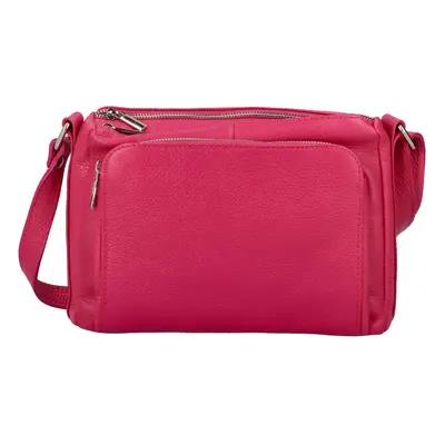 Stylová dámská kožená crossbody Robertina, fuchsiová