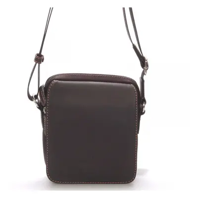 Menší pánská nylonová crossbody s koženou klopou Hexagona Brounee, hnědá