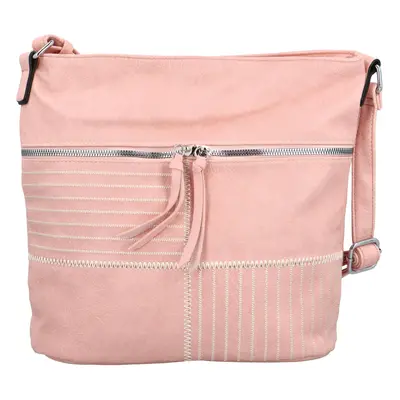 Trendy dámská koženková crossbody kabelka Apille, růžová