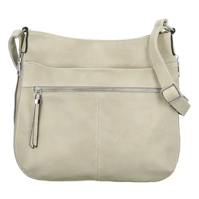 Stylová dámská koženková crossbody kabelka Folomija new, krémová