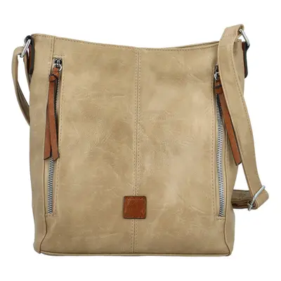 Stylová dámská koženková crossbody kabelka Samer, khaki