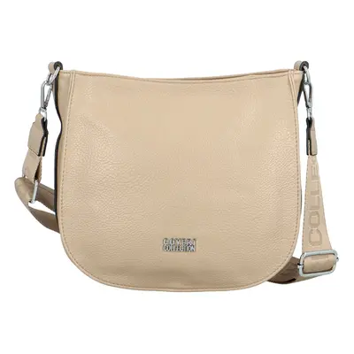 Trendy dámská koženková crossbody kabelka Candelis, béžová