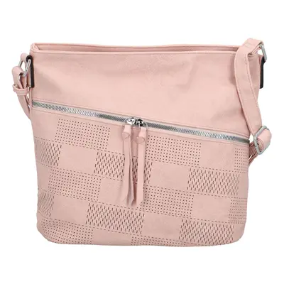 Trendy dámská koženková crossbody kabelka Rebecca, růžová