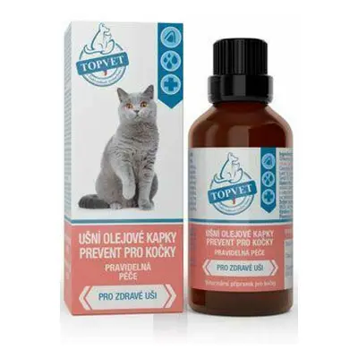 Ušní kapky Prevent pro kočky TOPVET 50ml