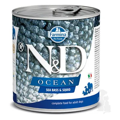 N&D DOG OCEAN Adult Sea Bass & Squid 285g + Množstevní sleva 1+1