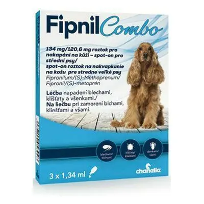 Fipnil Combo 134/120,6mg M Dog Spot-on 3x1,34ml 3 + 1 zdarma