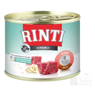 Rinti Dog Sensible konzerva hovězí+rýže 185g + Množstevní sleva