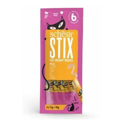 Schesir Cat pochoutka Stix Liquid Snack kuře 6x15g + Množstevní sleva