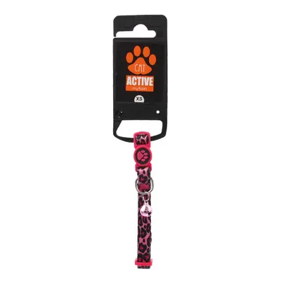 Obojek Active Cat nylon XS leopard růžový 1x19-31cm