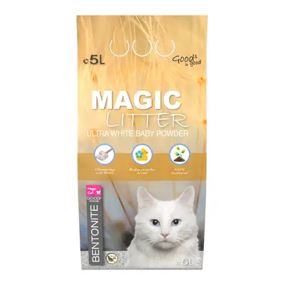 Kočkolit Magic Litter Bentonite Ultra White Baby Powder 5l