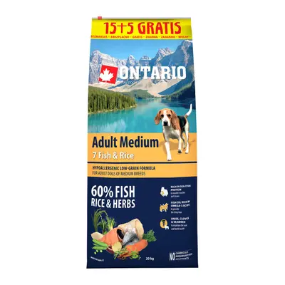 Ontario Adult Medium Fish & Rice 15+5kg zdarma