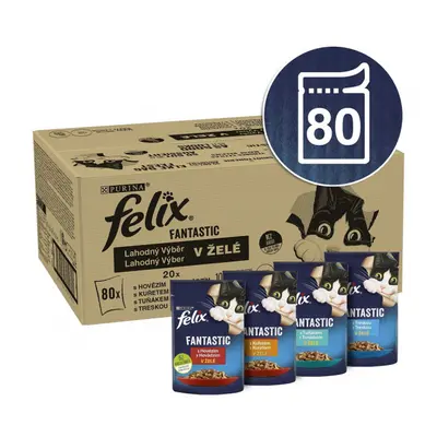 Felix Fantastic Multipack hovězí/kuře/tuňák/treska v želé 80x85g