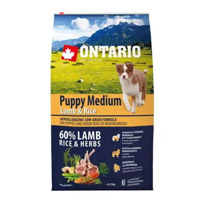 Ontario Puppy Medium Lamb & Rice 6,5 kg