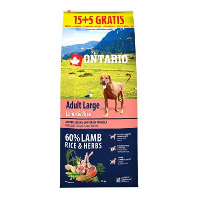 Ontario Adult Large Lamb & Rice 15+5kg zdarma