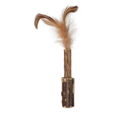 Hračka Magic Cat Natural Fun dřívko s přírodními pírky 15cm