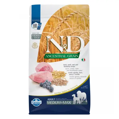 N&D Ancestral Grain Dog Adult Medium/Maxi Lamb&Blueberry 2,5kg