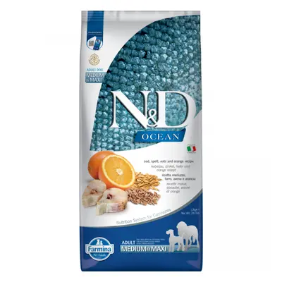 N&D Ocean Dog Adult Medium/Maxi Codfish&Oats&Orange 12kg